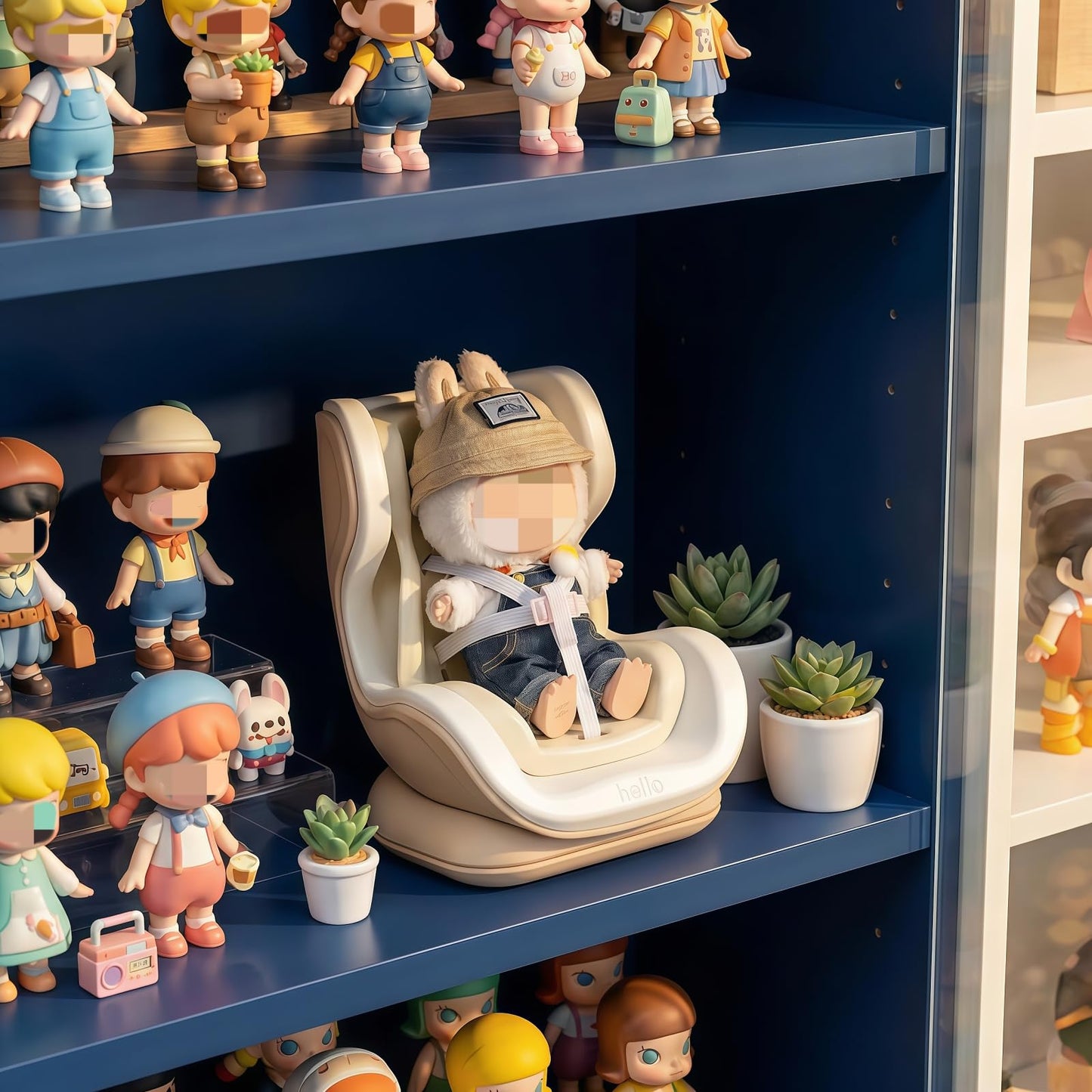 Dolls Car Seat for 10-17cm Doll, Including Air Vent Clip, Magnetic Doll Car Seat Holder, Universal 3.9"-6.7" Action Figure Sofa with Elastic Safety