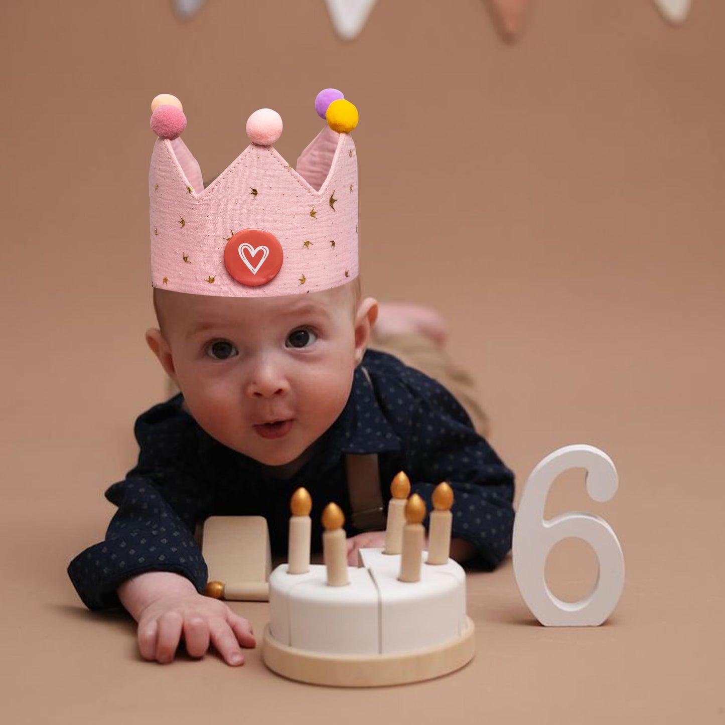 KIETKIE Adjustable Birthday Crown Hat for Girls boys - Pink Birthday Hat with Removable Numbers(0-9),Princess Themed Birthday Party Decorations(Pink)