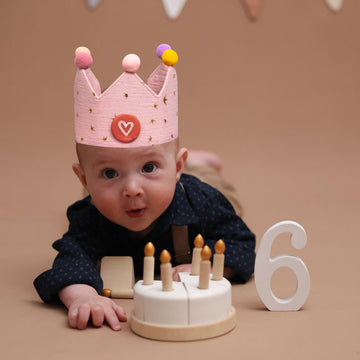 KIETKIE Adjustable Birthday Crown Hat for Girls boys - Pink Birthday Hat with Removable Numbers(0-9),Princess Themed Birthday Party Decorations(Pink)