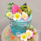 Summer Flower Cake Toppers Starfish Cake Decorations Coconut Tree Hibiscus Flower Cake Toppers for Tropical Hawaiian Beach Luau Themed Supplies