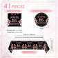 41Pcs 16th Birthday Party Decorations for Girls,Sweet 16th Birthday Party Paper Plates,Napkins,Tablecloth Party Supplies 16th Years Old Disposable