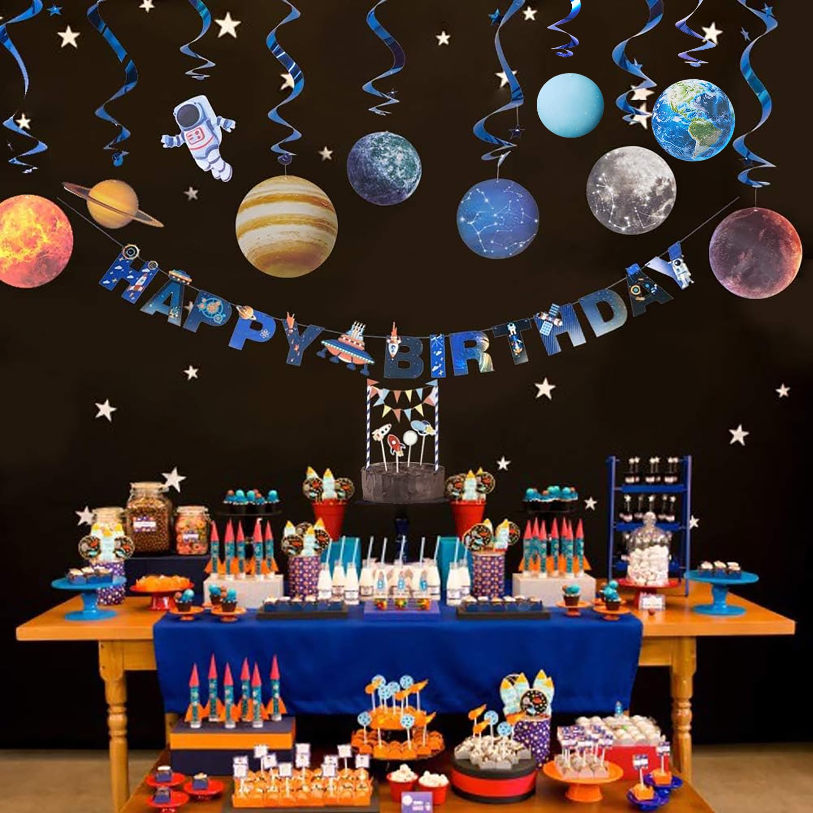Easy Joy Solar System Hanging Swirl 12 Pieces Decorations Outer Space Party Planets Supplies Space Decorations Party Galaxy Room Decor