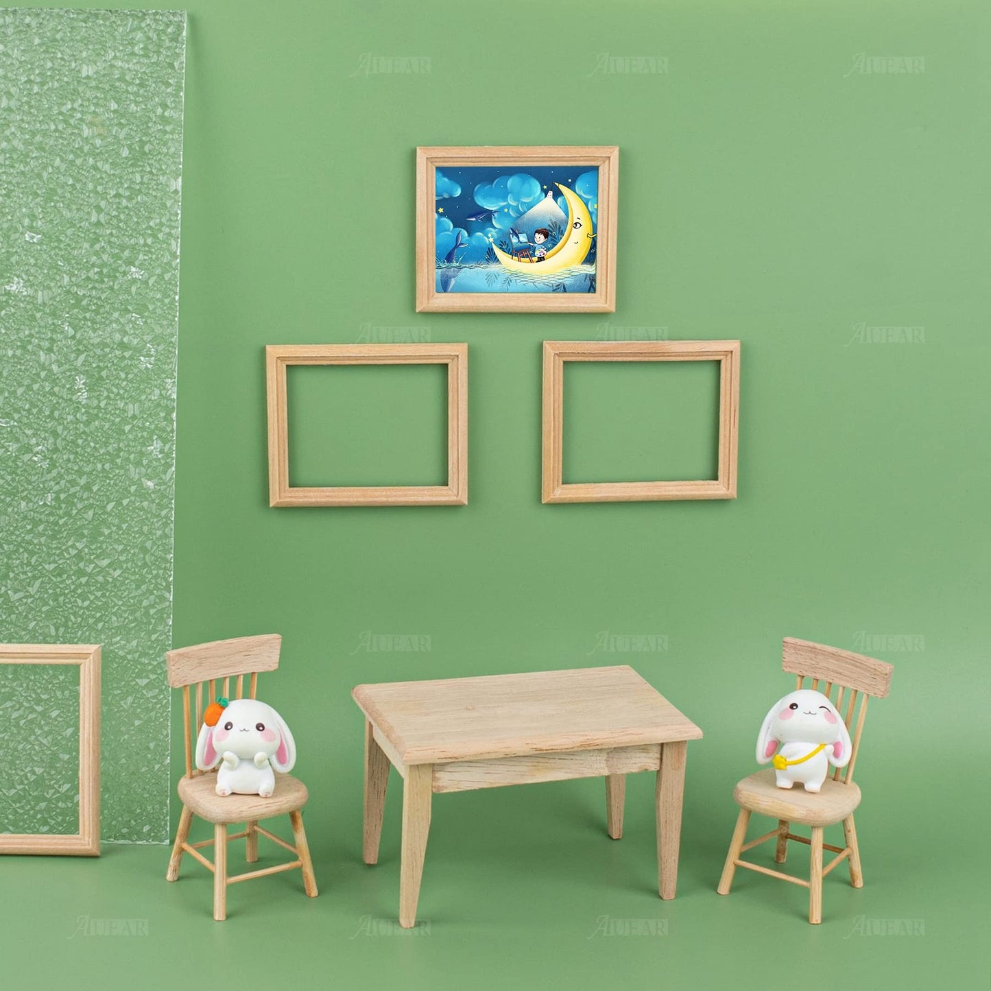 AUEAR, 6 Pack Furniture Miniature Wooden Photo Picture Frames DIY for Props House Decor