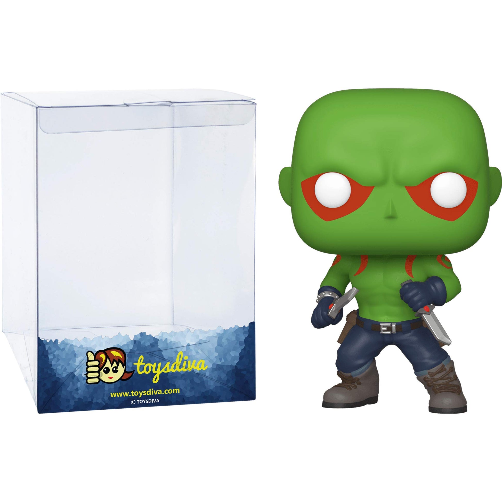 Drax (Fun ko-Shop Exc): Fun ko P o p ! Vinyl Figurine Bundle with 1 Compatible 'ToysDiva' Graphic Protector (442-40167 - B)