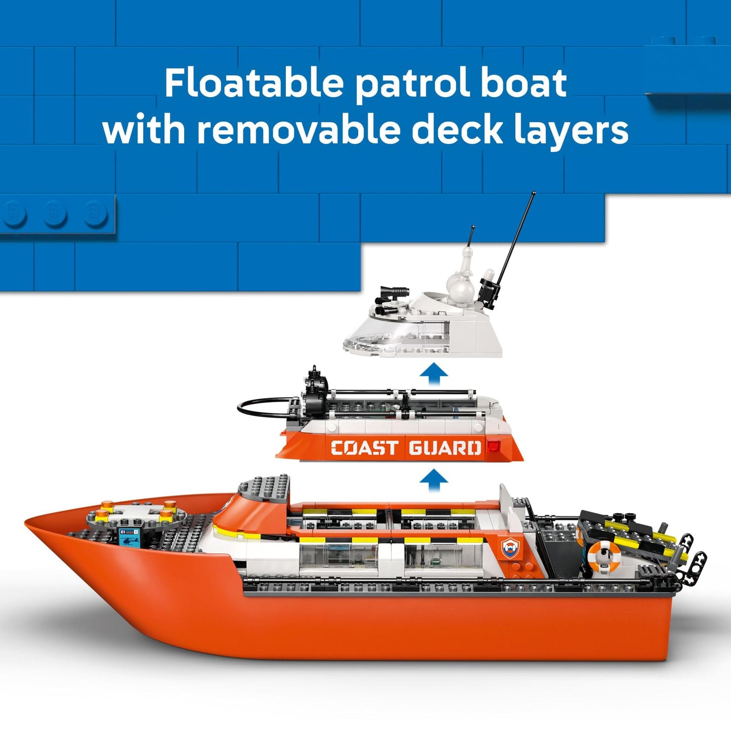 LEGO City Coast Guard Rescue Boat & Helicopter Building Toys - Kids Pretend Play Set for Boys & Girls, Ages 7+ - W/2 Rescue Boat Toys, 5 Minifigures