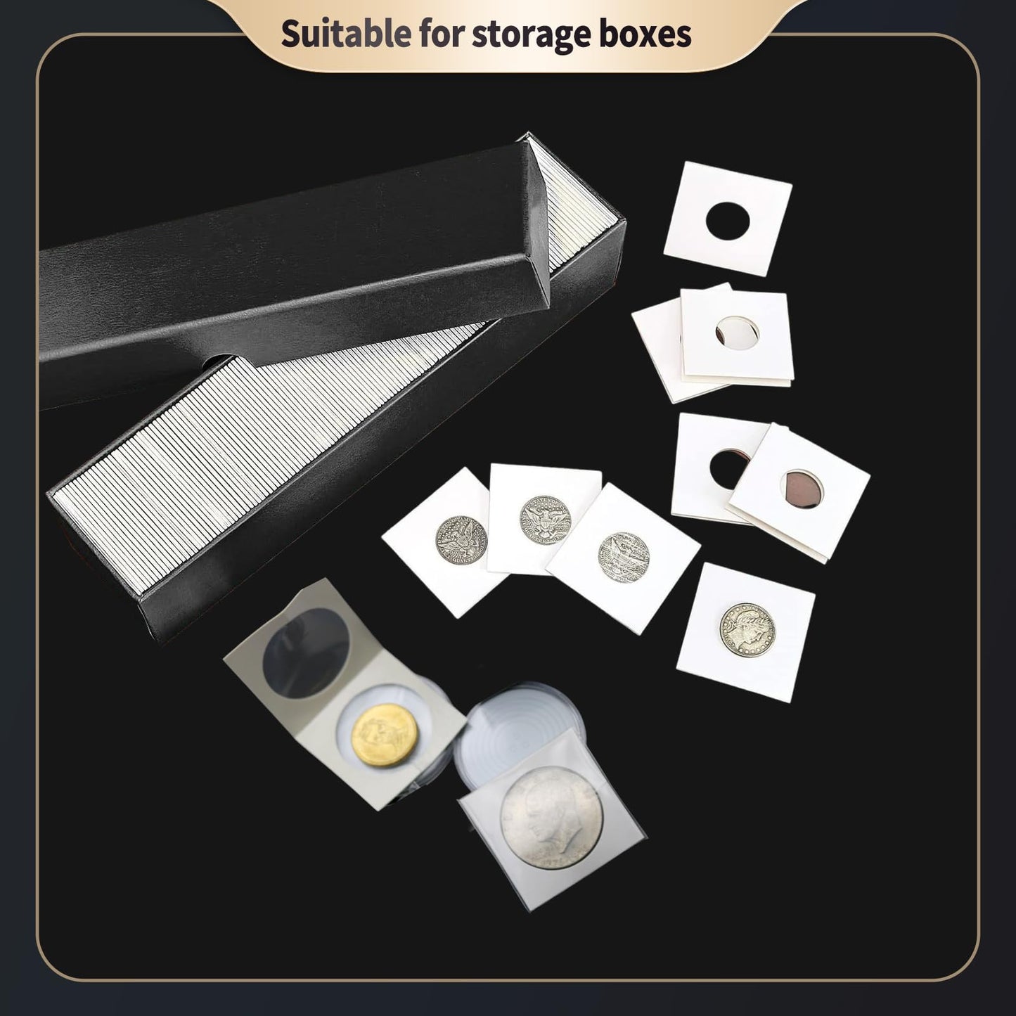 Magiarcana 2x2 Coin Flip Sleeves - 1000pcs, No Stapler Needed, Protectors & Holders for Collectors & Miniature Coins - Reusable Self Seal