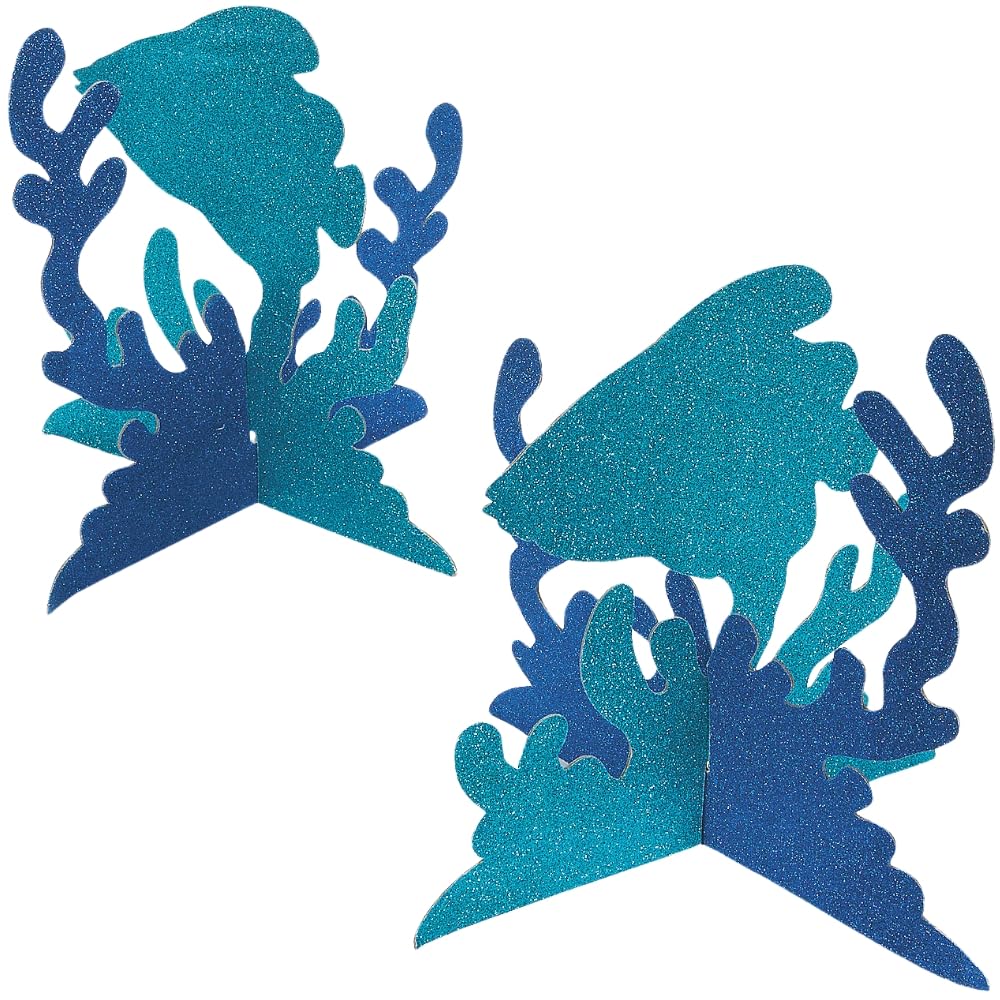 Fun Express - Under The Sea Glitter Centerpiece for Party - Party Decor - General Decor - Centerpieces - Party - VBS Vacation Bible School