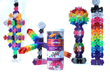 Lux Blox Mega Flexer Rainbow Building Set - 143 Piece Flexible STEM Construction Toy for Kids Ages 6+ | Fidget Sensory Toy | STEAM Learning Blocks |