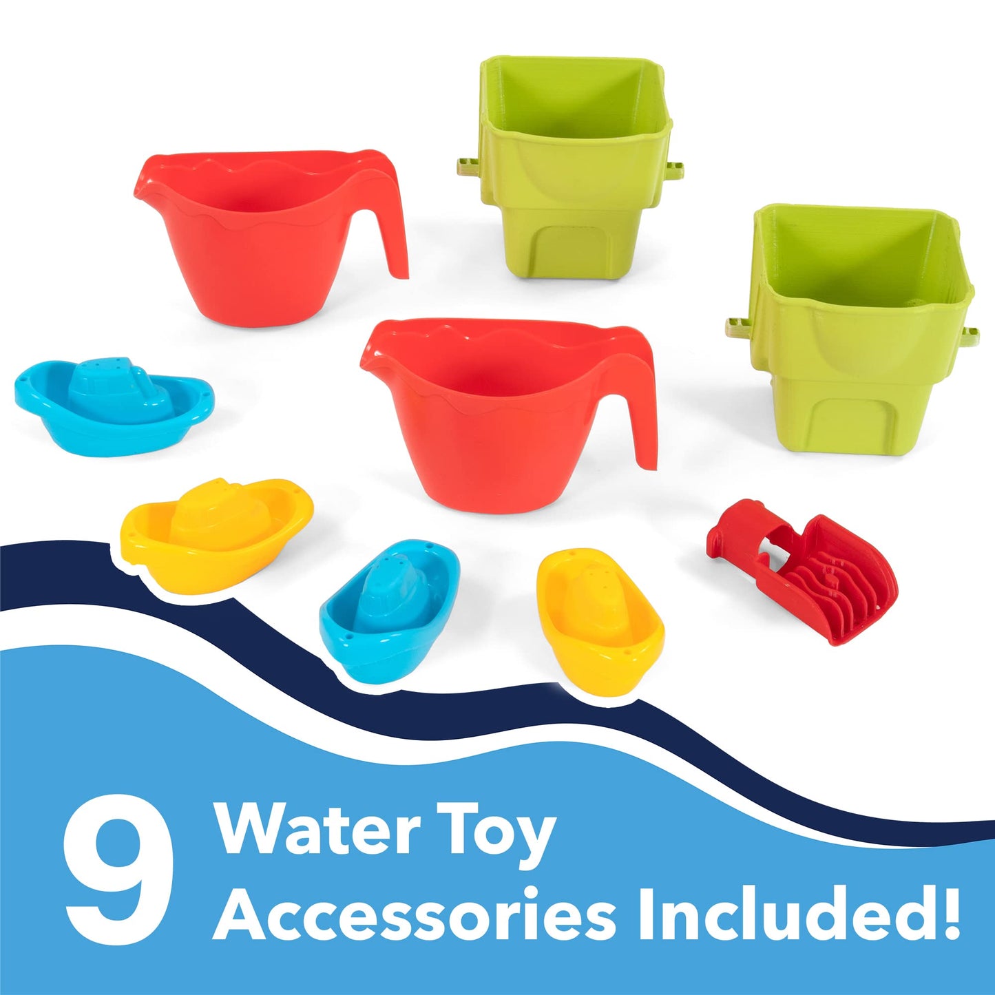 Simplay3 Raindrop Falls Water Table and Splash Kiddie Pool for Toddlers and Kids, 9 Water Play Table Accessories