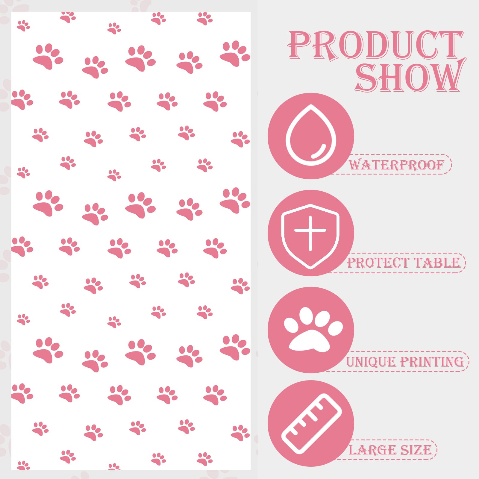 QUERICKY 2 Pack Puppy Paw Print Tablecloths, 51x87'' Plastic Disposable Table Cover for Pet Themed Party Decorations for Cat Dog Birthday Party