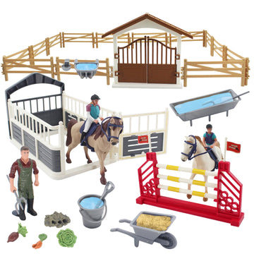 WUEURU Horse Stable Playset,Horse Toys,Horse Toys Set for Girls and Boys with Rider with 2 Horses and 2 Riders for Gift Ideas and Birthday Presents