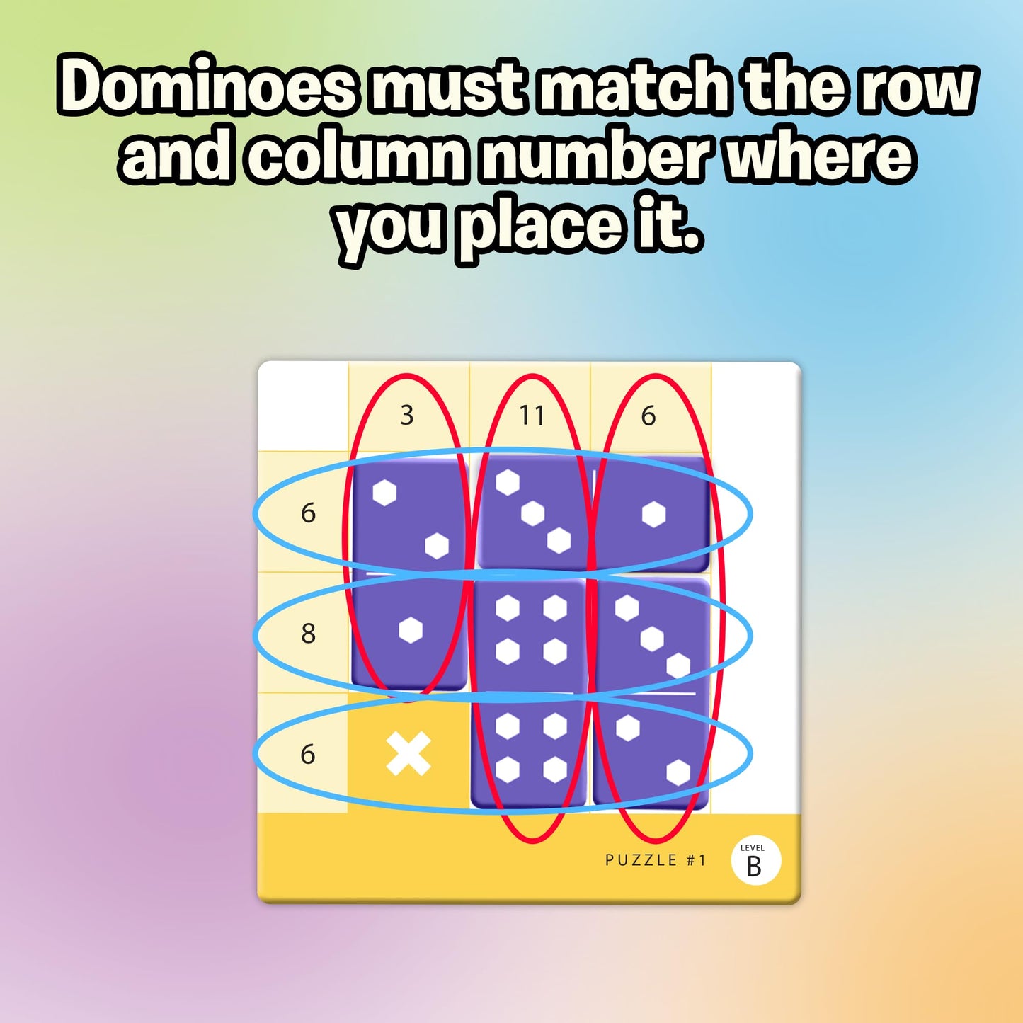 Uzzle Games - Sudonumo Domino - 24 Dominoes, 120 Puzzles, Multi-Level Difficulty (A-D), 2-4 Players, Ages 6+ - Fast-Paced Mind Games - Travel Games