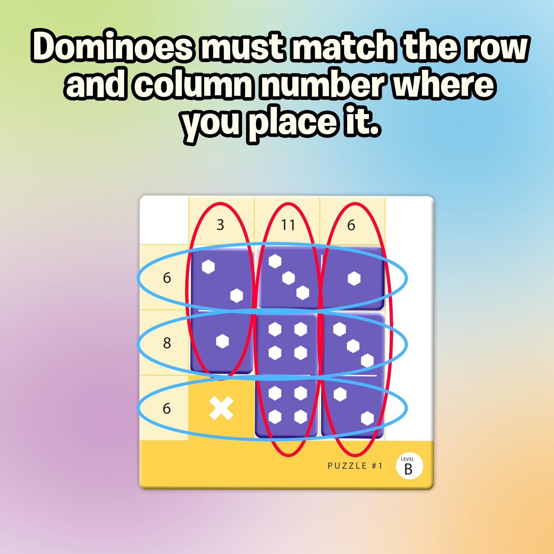 Uzzle Games - Sudonumo Domino - 24 Dominoes, 120 Puzzles, Multi-Level Difficulty (A-D), 2-4 Players, Ages 6+ - Fast-Paced Mind Games - Travel Games