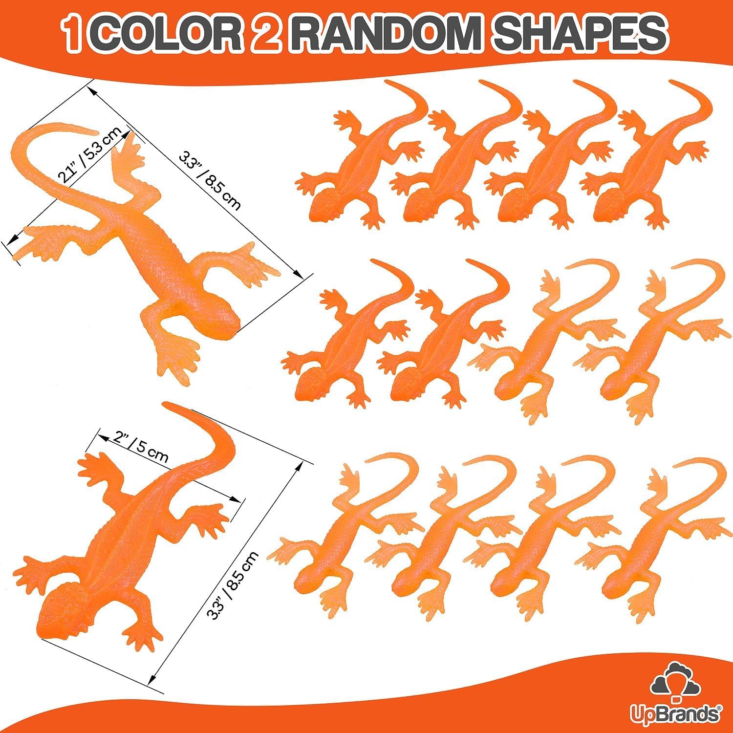 UpBrands 24 Pack ORANGE Super Stretchy Lizard Toys - Tangy Party Favors, Rubber Lizards for Kids, Small Classroom Prizes, Reptile & Newt Toy