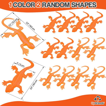 UpBrands 24 Pack ORANGE Super Stretchy Lizard Toys - Tangy Party Favors, Rubber Lizards for Kids, Small Classroom Prizes, Reptile & Newt Toy