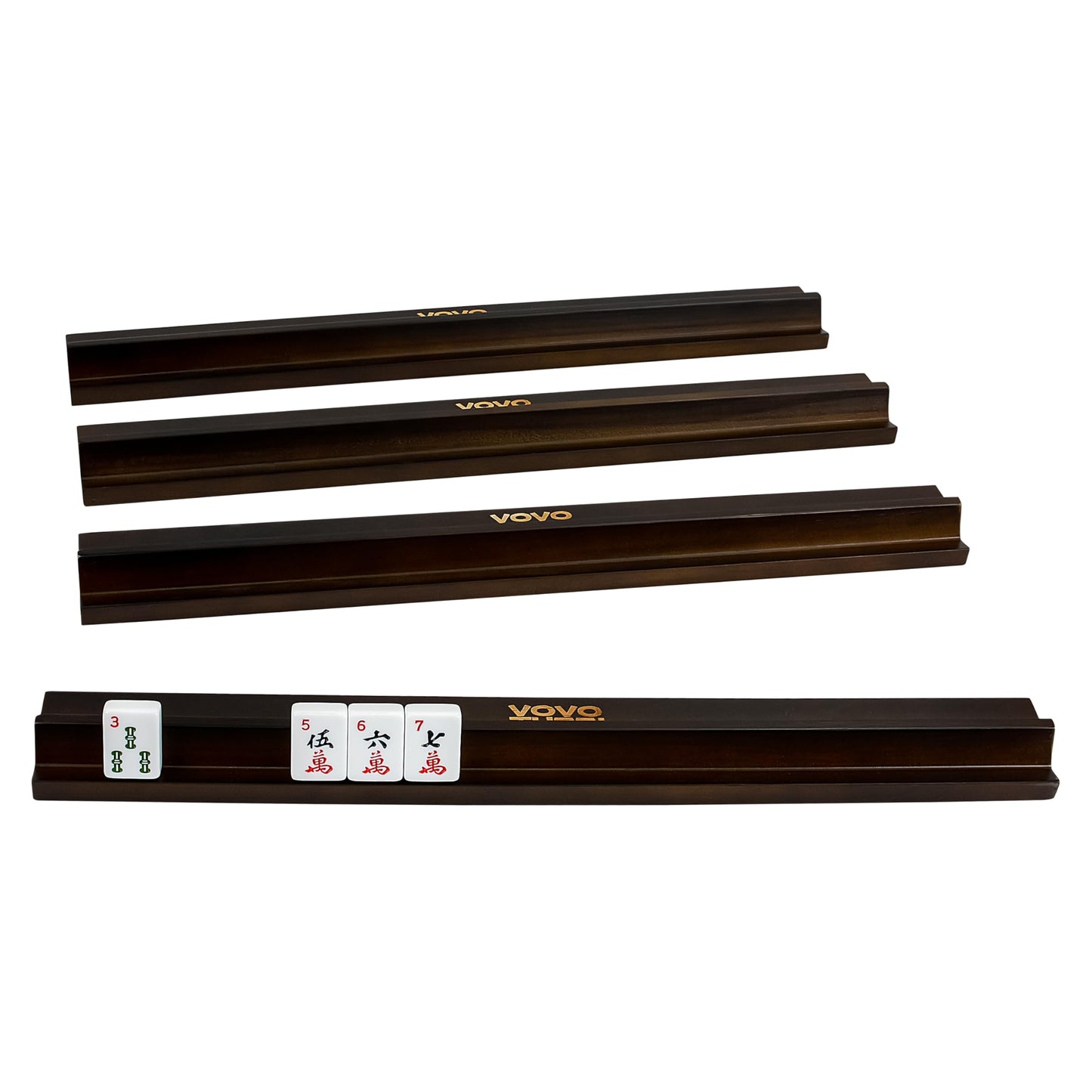 Vovotuzzi Wooden Mahjong Racks, 4 PCS Natural Wood Mahjong Tile Holders, Solid Wood Mahjong Game Holders, Sturdy Mahjong Tile Racks for Family Game
