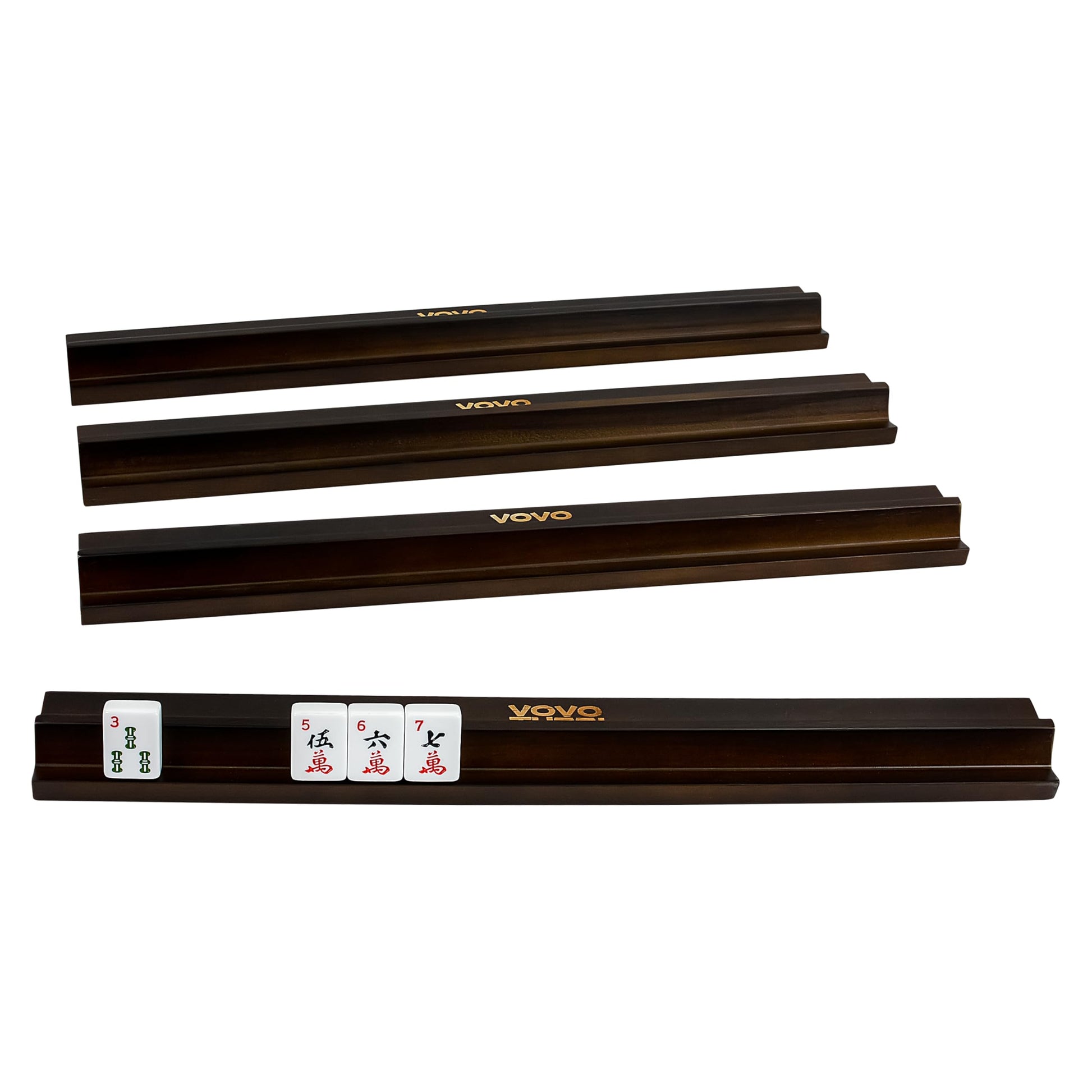 Vovotuzzi Wooden Mahjong Racks, 4 PCS Natural Wood Mahjong Tile Holders, Solid Wood Mahjong Game Holders, Sturdy Mahjong Tile Racks for Family Game