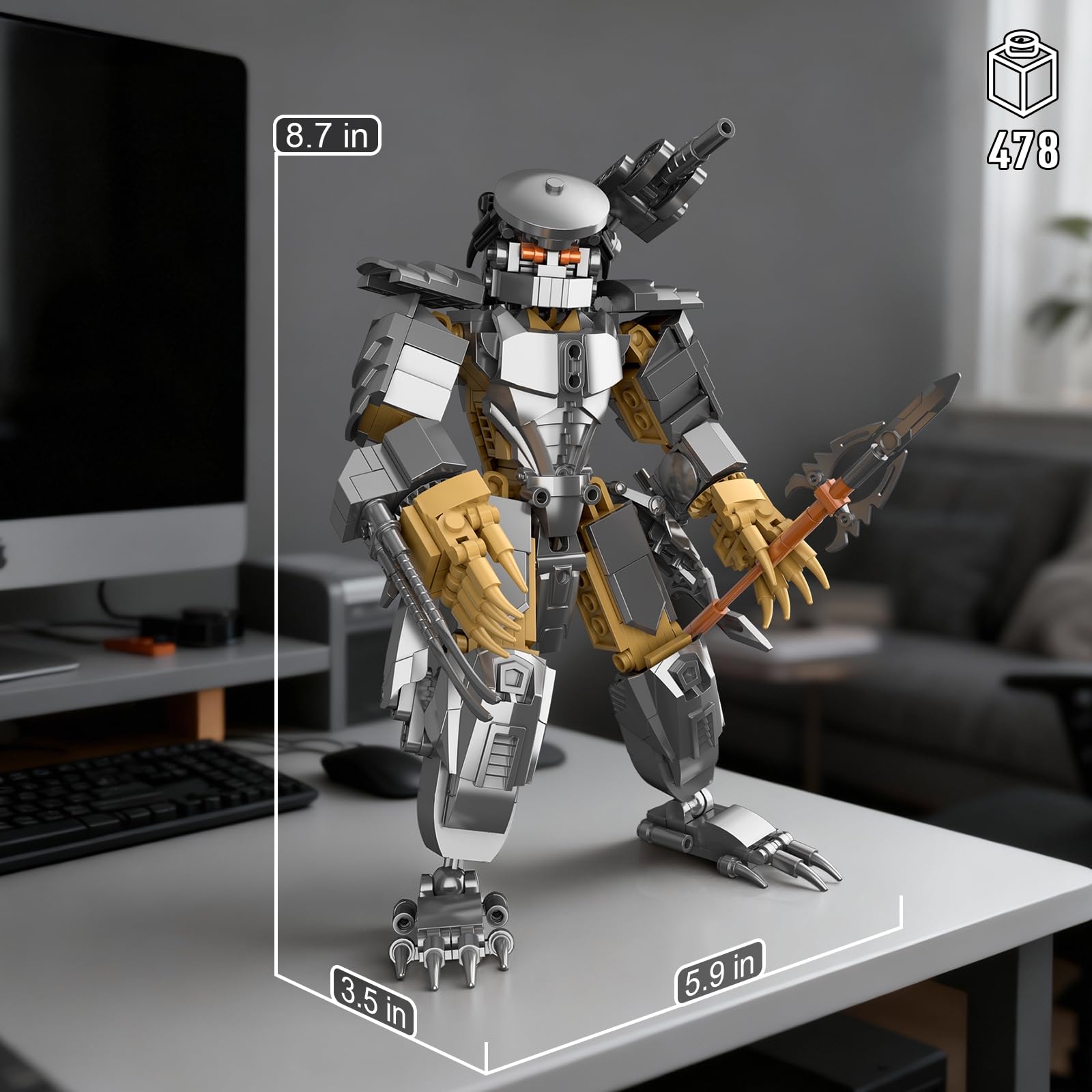 HIGH GODO Alien Mech Xenomorph Warrior Building Sets for Adult, Horror Action Figure Toy with Spears, Gifts for Adults Aged 14+ for Birthdays