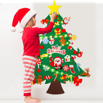 Max Fun DIY Felt Christmas Tree Set 3.2Ft with 41 Ornaments for Kids Toddlers Home Wall Hanging Felt Christmas Craft Kits Xmas Decoration Party