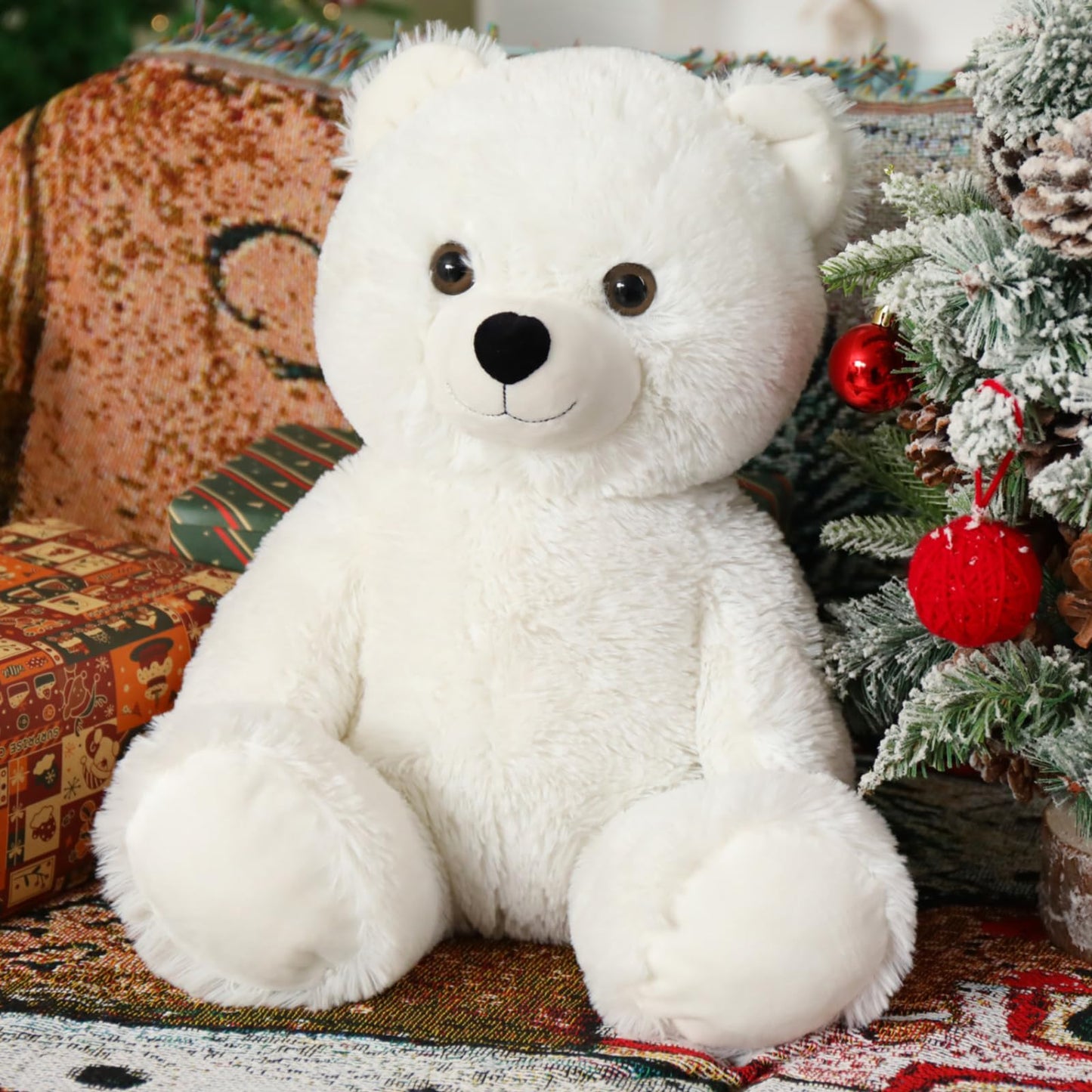 Tezituor White Teddy Bear Stuffed Animal, Cute 18 inch Big Stuffed Teddy Bear Plush Toy, Soft Teddy Bear Plush Birthday Party Gift for Boys Girls