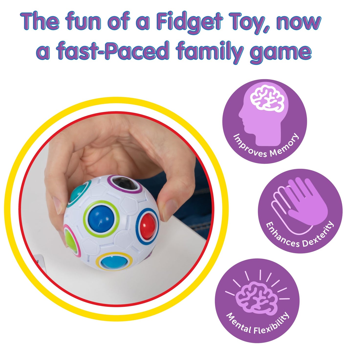 Continuum Games Fidget About It The Fast Paced Puzzle Dice Rolling Fidget Toy Board Game - Click the Orbs and Solve The Puzzles On The Cards - Fun