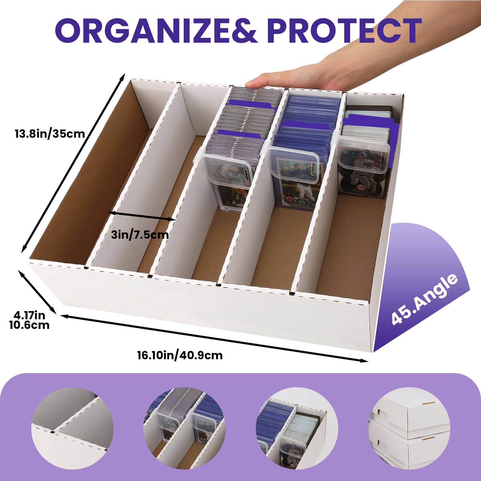 1 Pack Trading Card Storage Box, 3200 Count Card Box, 5 Row Toploader Case