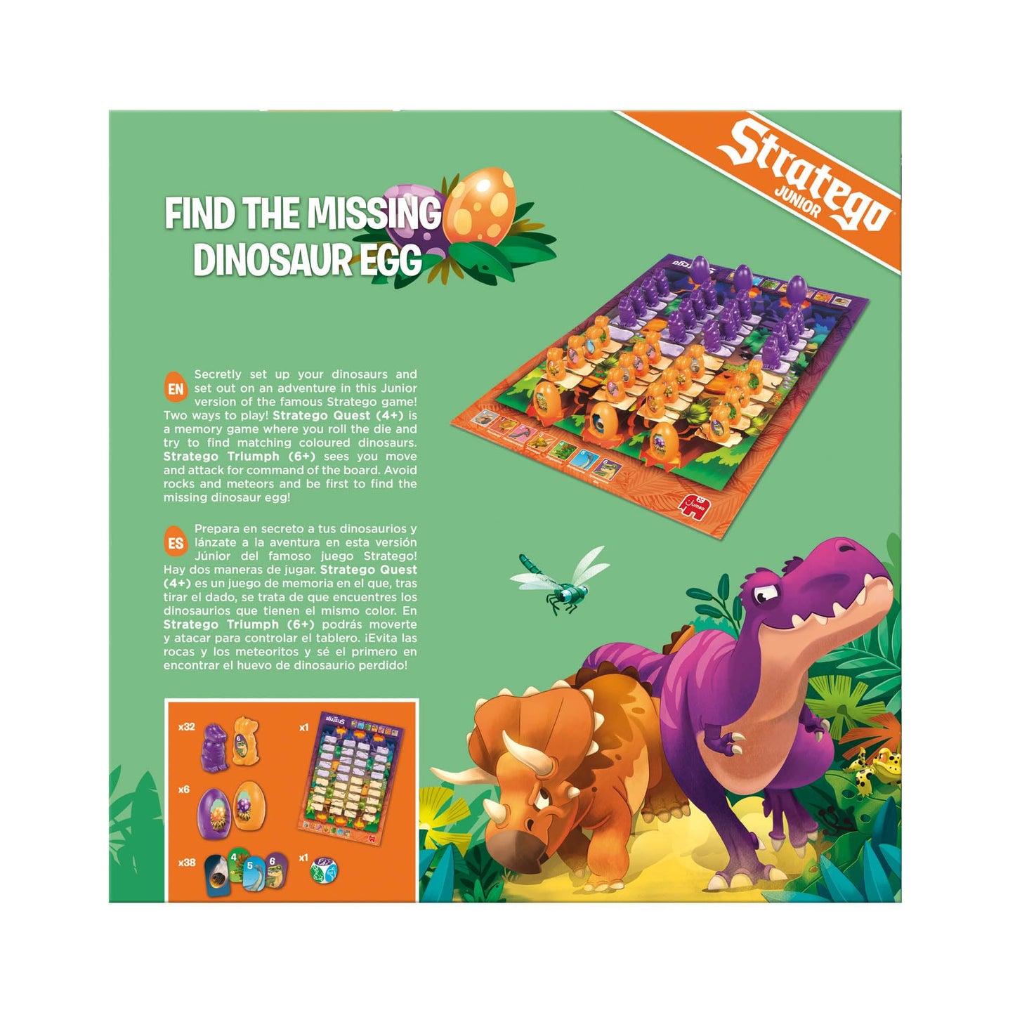 Jumbo, Stratego - Junior Dinos, Fun Junior Stratego Version, Strategy Board Game, 2 Players, Ages 4 Year Plus