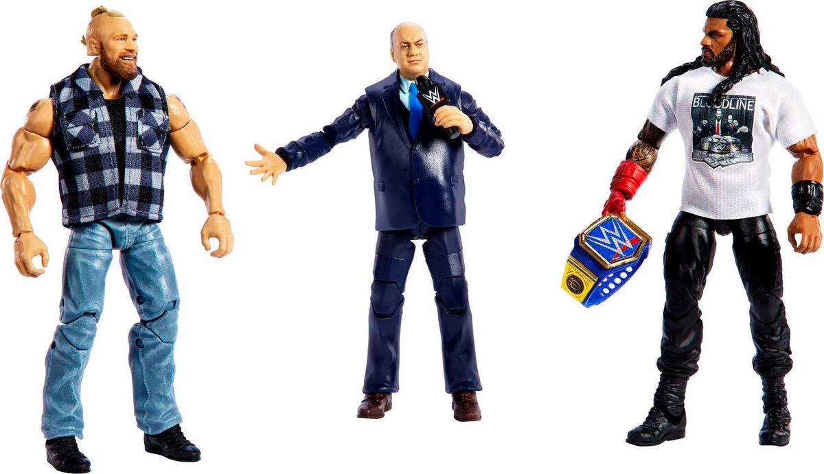 Mattel Action Figure 3-Pack Tribal Chief vs Beast IncarnateRoman Reigns Brock Lesnar & Paul Heyman Elite Collection with Universal Championship &
