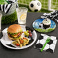 Merriva 100 Pcs Soccer Tableware Set Serves 25 - Disposable Football Paper Plates Napkins Forks, 9 Inch 7 Inch Plates Soccer Ball Themed Party