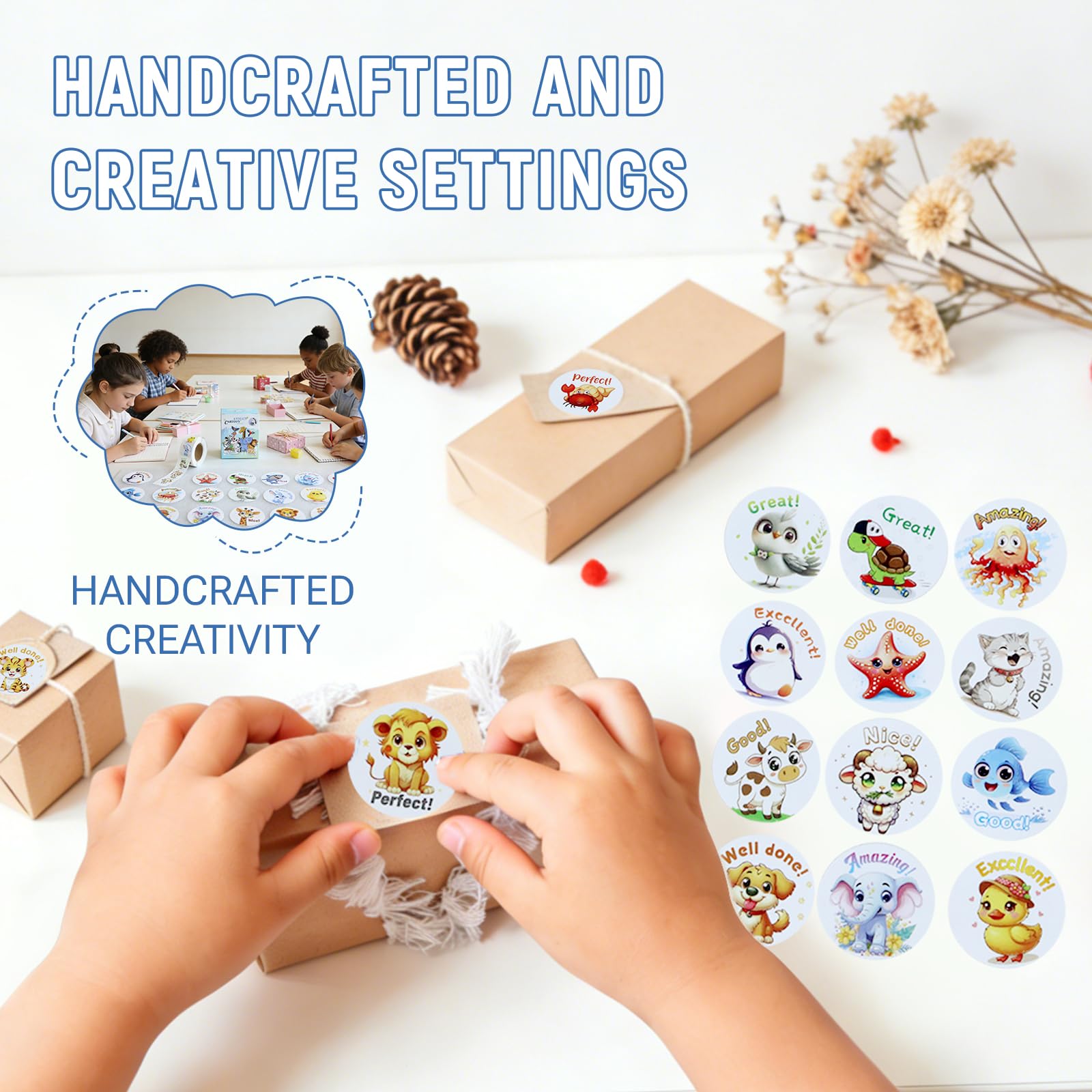 Reward Stickers 3 Rolls 1500 PCS for Students, Fun Colorful Animal Designs Stickers for Teachers, School, Party, Homework Rewards, Gifts, Classroom