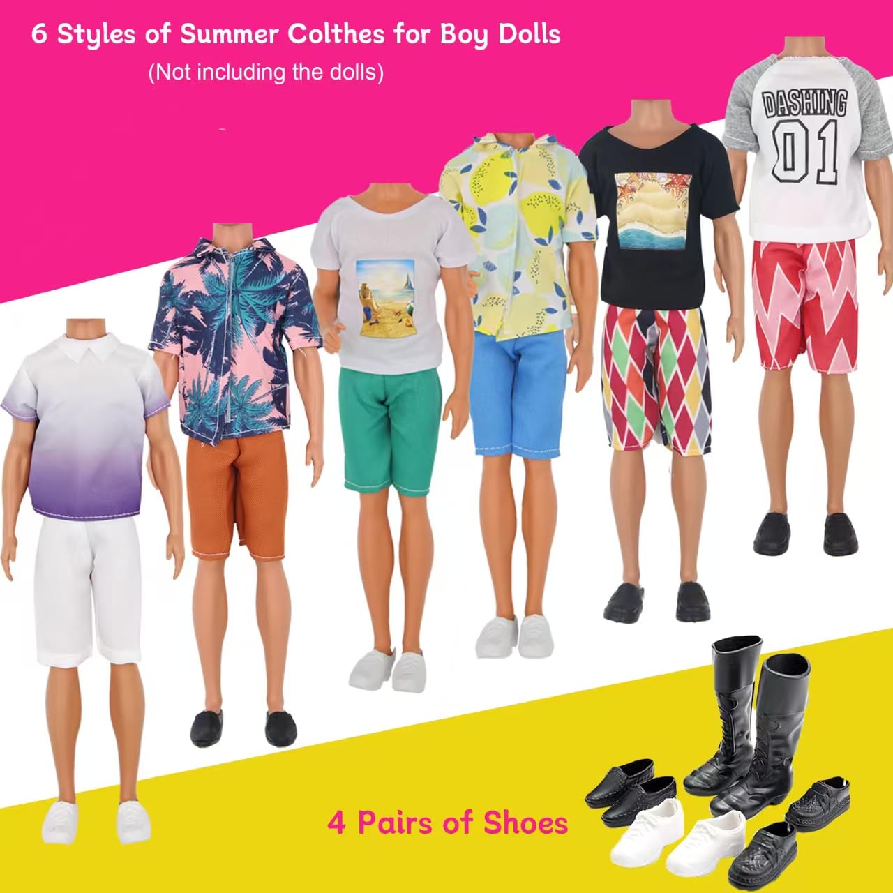 EuTengHao 78Pcs Doll Clothes and Accessories for 11.5 Inch Girl Doll and 12 Inch Boy Includes 28 Wear Clothes Shoes and Couple's Sky Wheel Surfboard