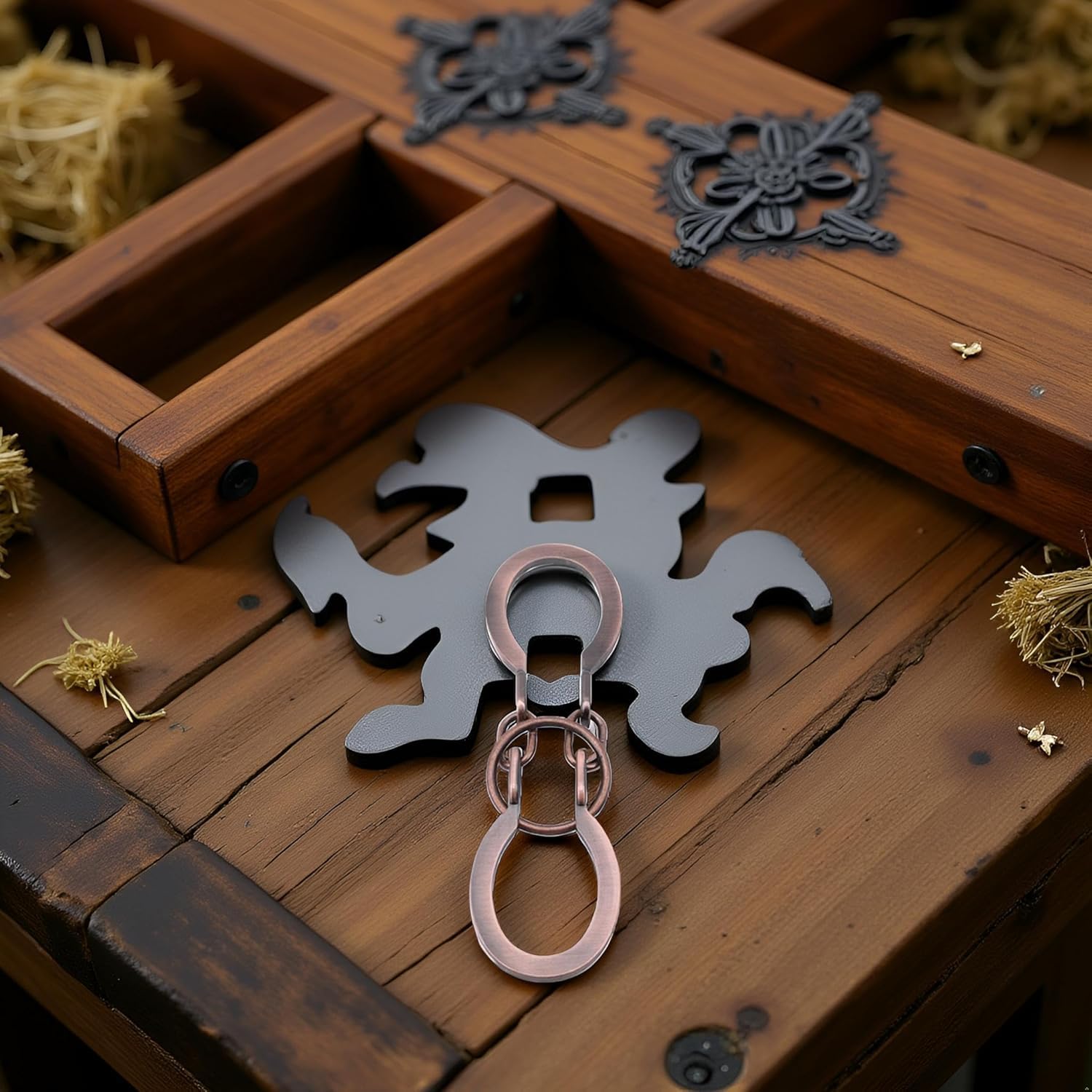 2Pcs God Lock Puzzle Metal Ring Solution Intellectual Deduction Unlock Puzzle Brain Tease Unlock Horseshoe Buckle Gift