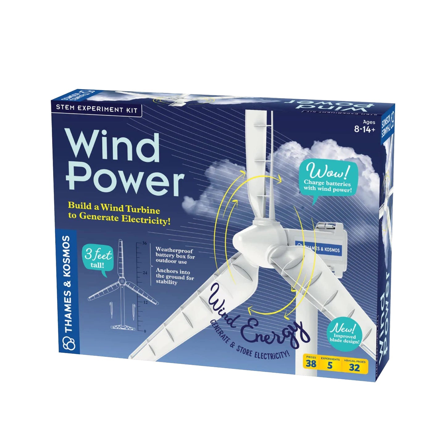 Thames & Kosmos Wind Power V4.0 STEM Experiment Kit | Build a 3ft Wind Turbine to Generate Electricity | Learn About Renewable Energy & Power a Small