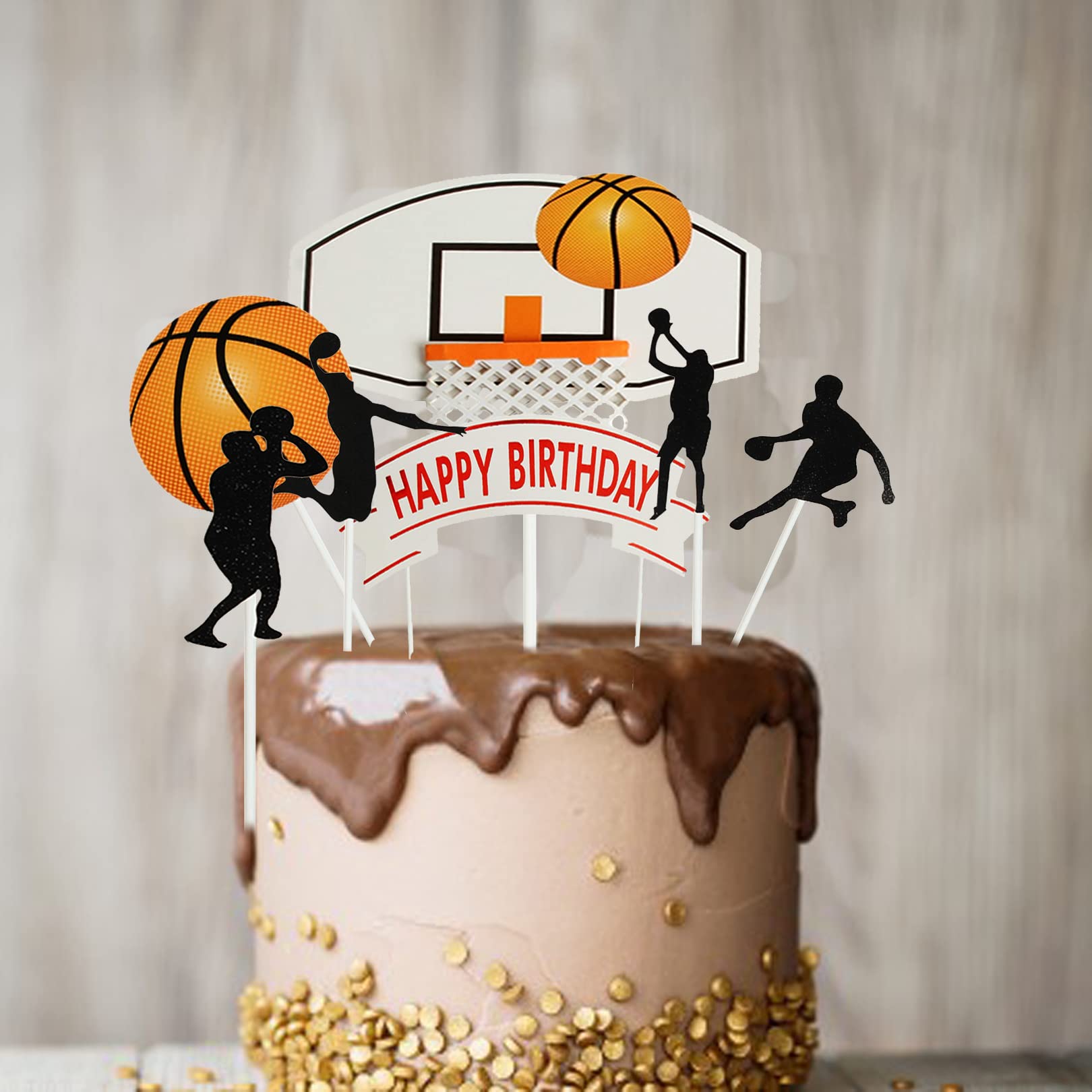 Set of 7 Basketball Letters DIY Happy Birthday For Boy Cake Topper Sport Cake Party Decorations Sports Party Supplies