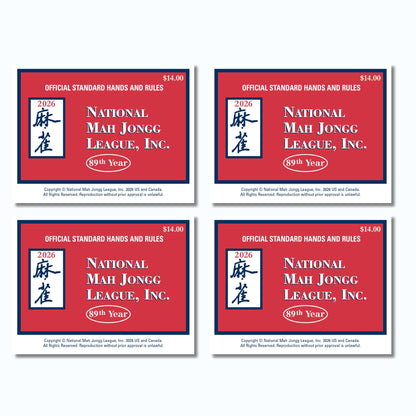 National Mah Jongg League 2026 Mahjong Standard Size Cards Four-Pack Bundle - Official Hands and Rules for American Mahjong (Four Standard-Size Cards)