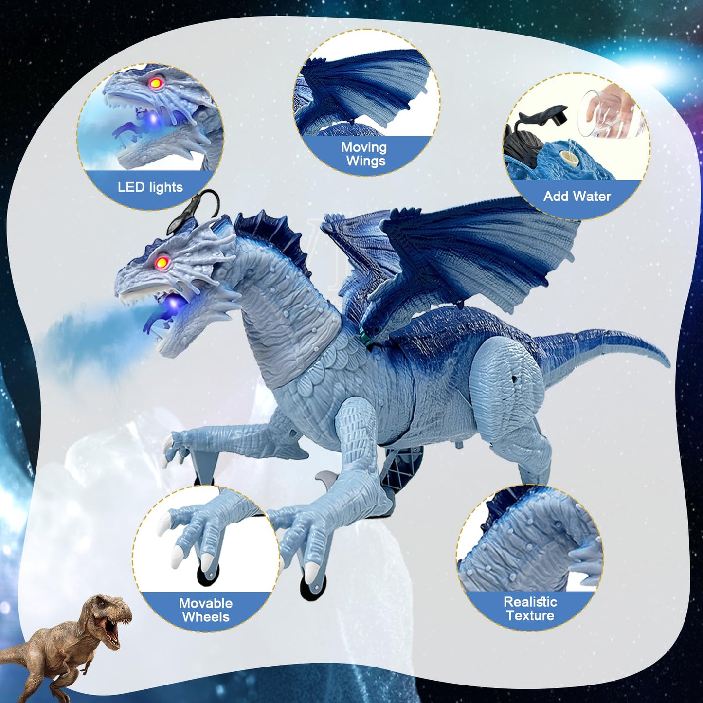 TALGIC Remote Control Dragon, Dragon for Kids with Spraying, Roaring, Swaying Head, Wings, Light-Up Interactive Robot Dinosaur Toys for Boys and