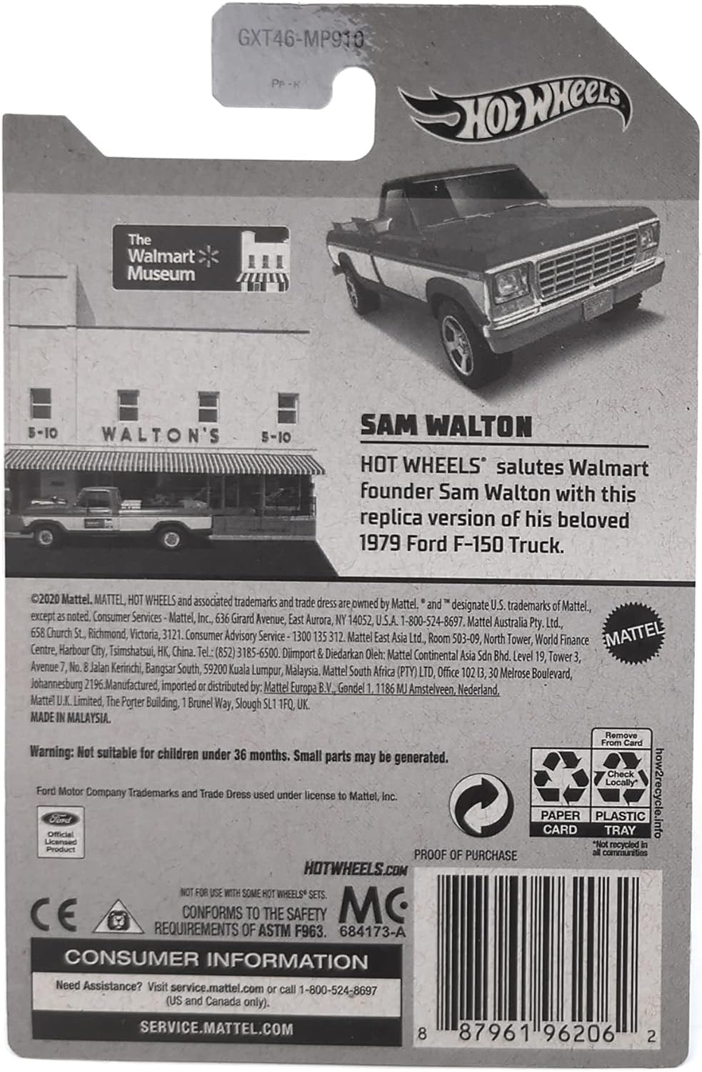 Hot Wheels Salutes Sam Walton 1979 Ford F-150 Truck 1:64 Scale (Collectible Tribute Truck)