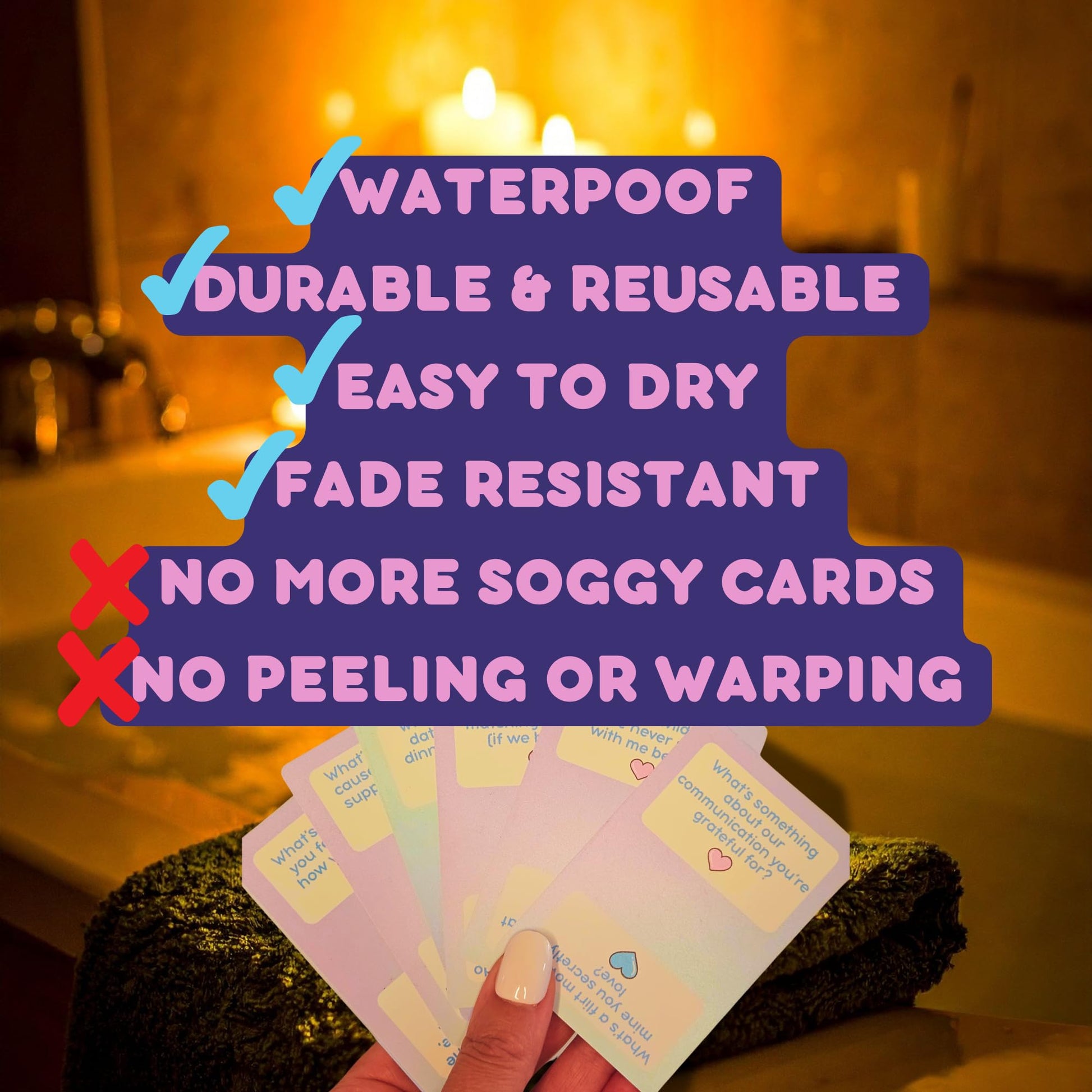 Tub Talks Couples Card Game - 192 Waterproof Date Night Conversation Starters for Couples | Romantic, Flirty & Fun Gift
