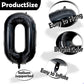 40 inch Large Black 15 Balloon Number with Gold Crown Balloons 15th Birthday Big Foil Mylar Helium Balloon for Boys Girls 15th Birthday Anniversary