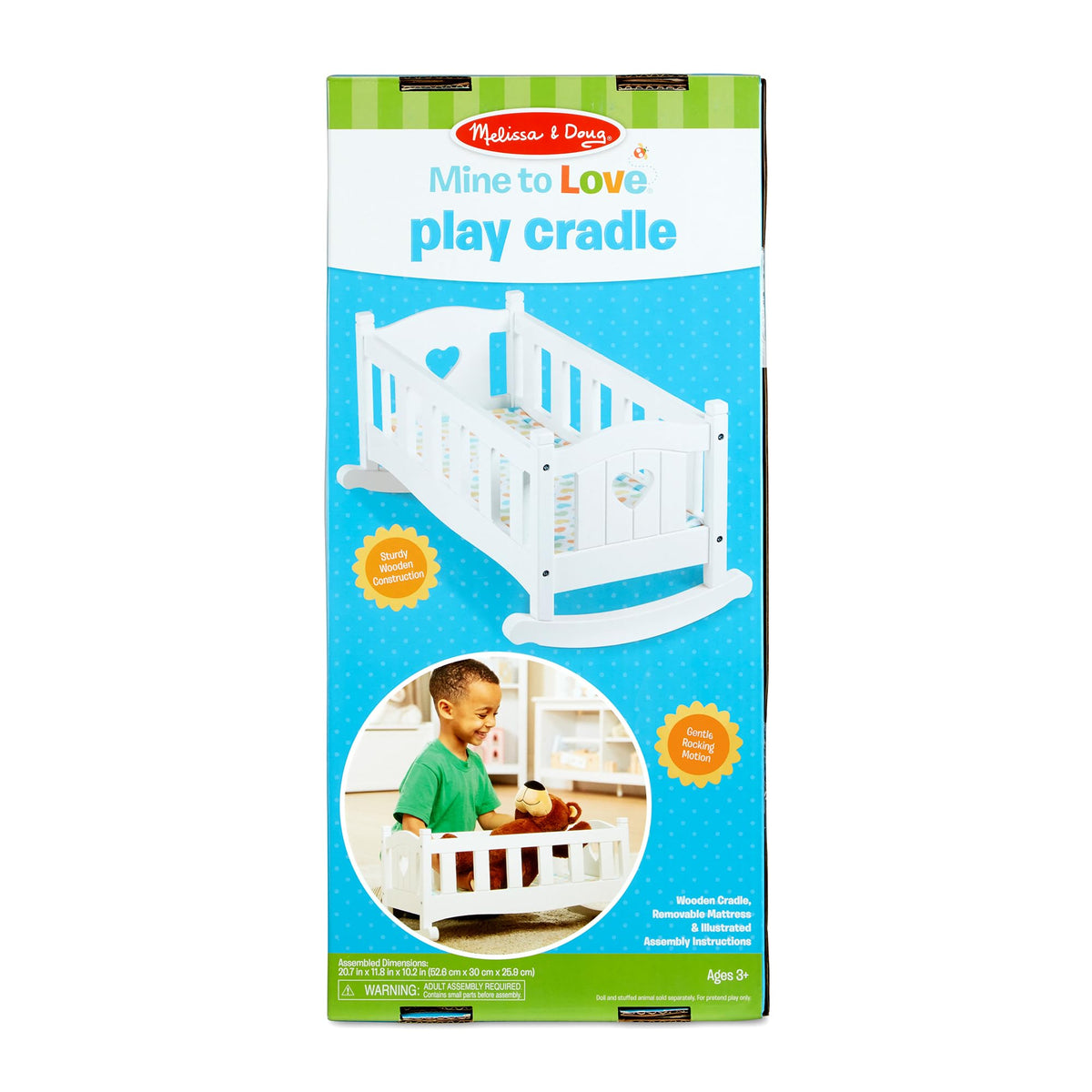 Melissa & Doug Wooden Play Cradle for Dolls - Baby Doll Crib and Baby Doll Bed with Mattress, Doll Accessories for Pretend Play and Stuffed Animals,