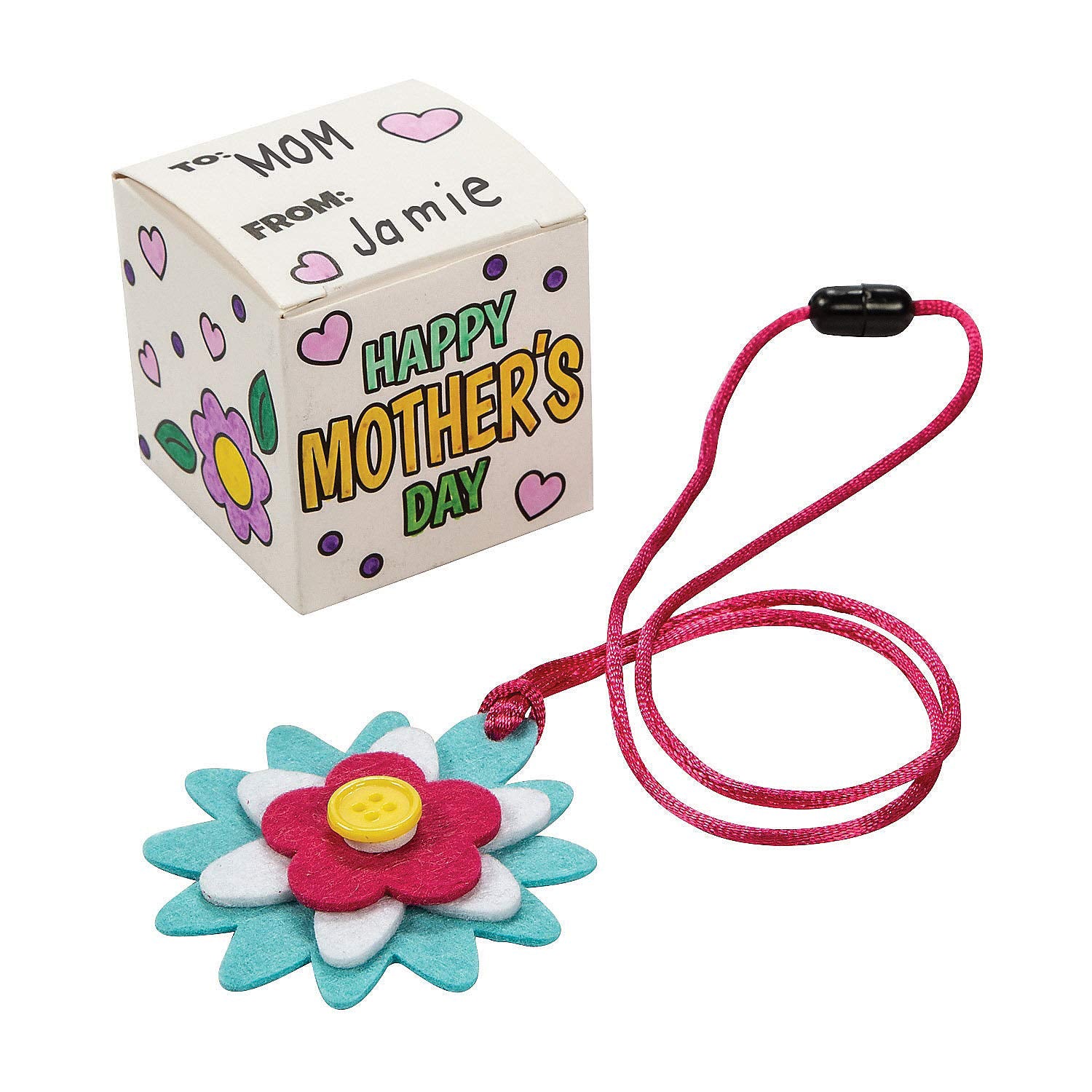 Fun Express Mother’s Day Jewelry Box & Necklace Craft Kit - Makes 12 - Mother's Day Crafts, Great for Church, School and Home