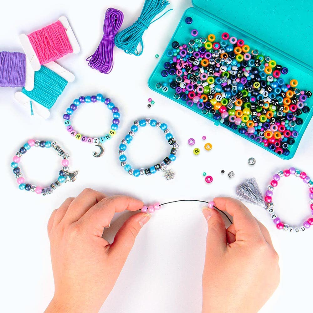 Fashion Angels Galaxy Bead Super Bracelet Making Activity Kit, Over 2,000 Beads, Organizer Keeper Case, Comes with Alphabet Beads, Pearlescent