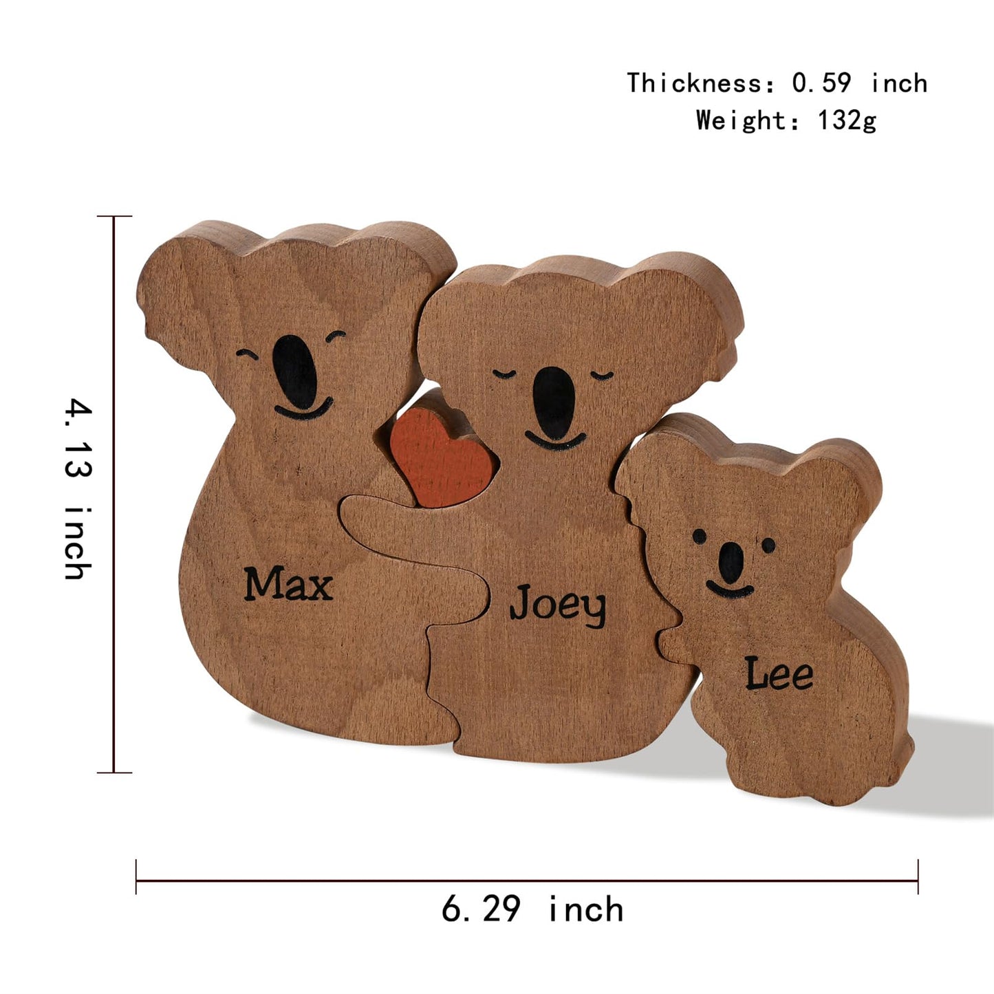 Personalized Family Name Puzzle with 2-5 Names Custom Wooden Panda Puzzle with Names Customized Wooden Puzzle Gifts for Birthday Christmas for Mom Dad