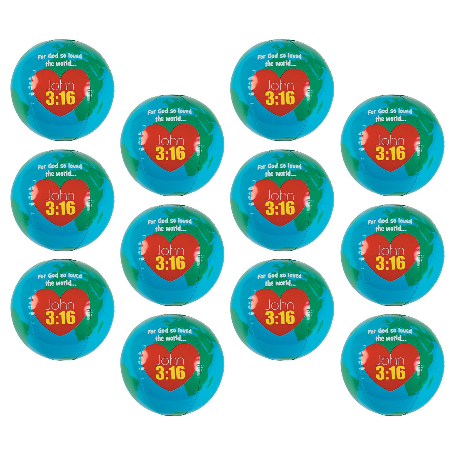 Fun Express Inflatable God Loves The World Globes, 12 Pack, 10 Inch