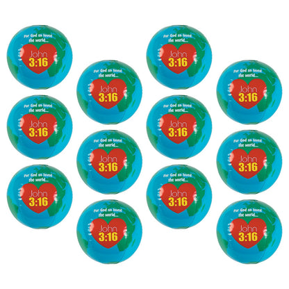 Fun Express Inflatable God Loves The World Globes, 12 Pack, 10 Inch