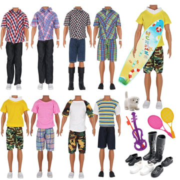 EuTengHao 25Pcs Doll Clothes and Accessories for 12 Inch Boy Dolls Includes 16 Different Wear Clothes Shirt Jeans Pants Shoes for 12'' Boyfriend Doll