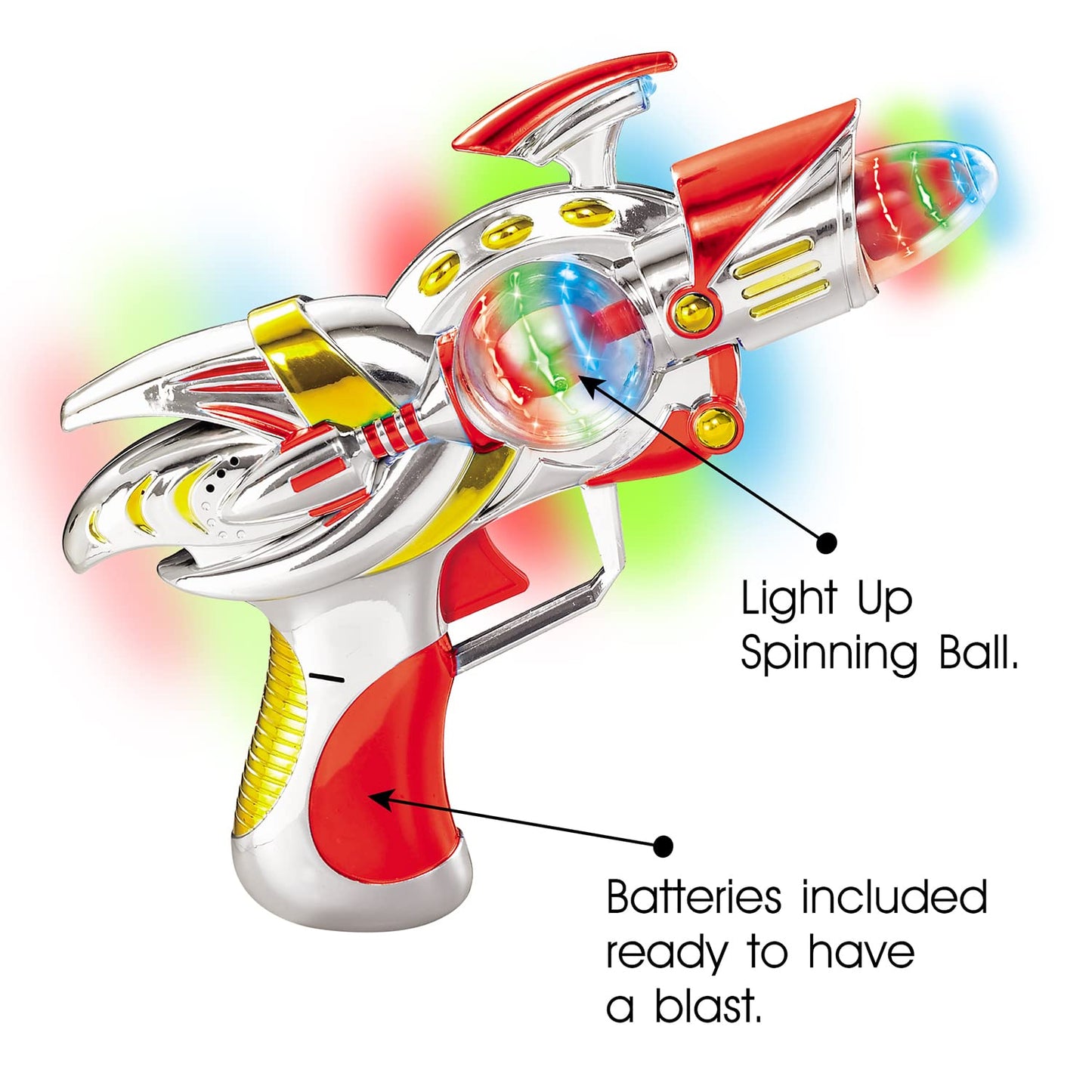 ArtCreativity Red Super Spinning Space Blaster Gun with Flashing LEDs and Sound Effects, Cool Futuristic Toy Gun with Batteries Included, Great Gift