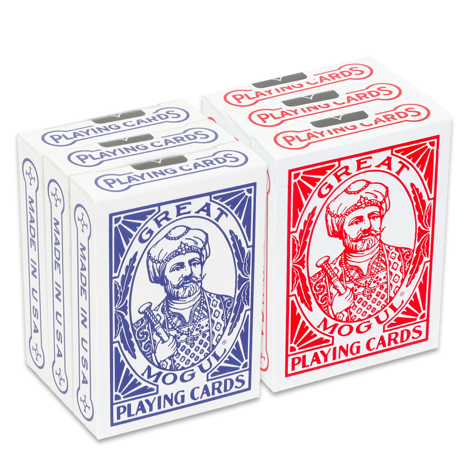 Bicycle Vintage Great Mogul Rider Back Playing Cards 6 Pack - Bundle with 6 Air Cushioned Playing Card Decks | Collectible Bulk Playing Cards