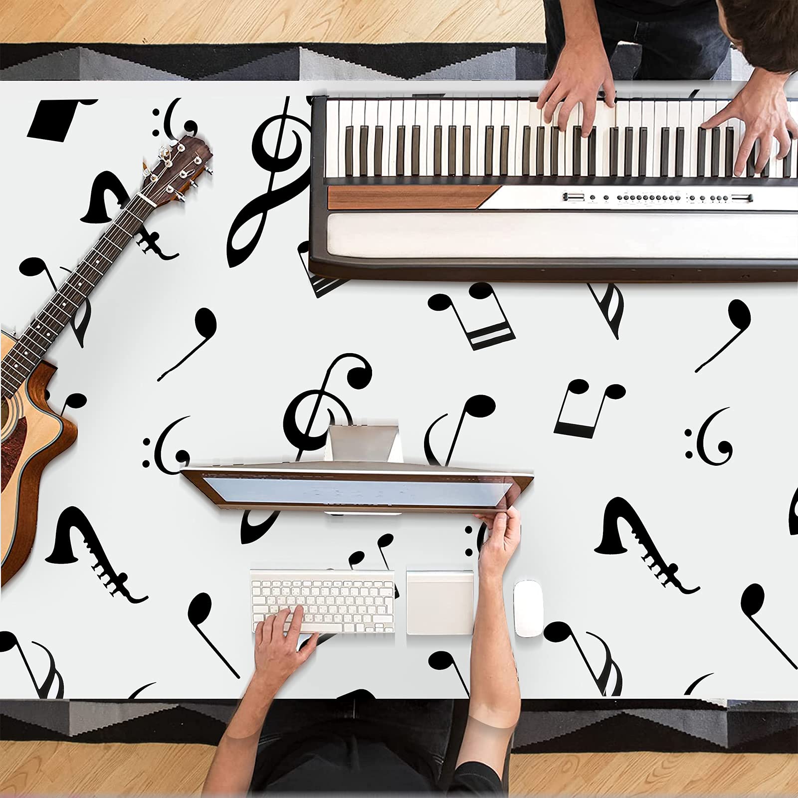 Lecferrarc 2 Pcs Music Notes Tablecloth Piano Music Plastic Table Cover 87 x 51 Inches Musical Theme Birthday Decorations for Birthday Party Supplies