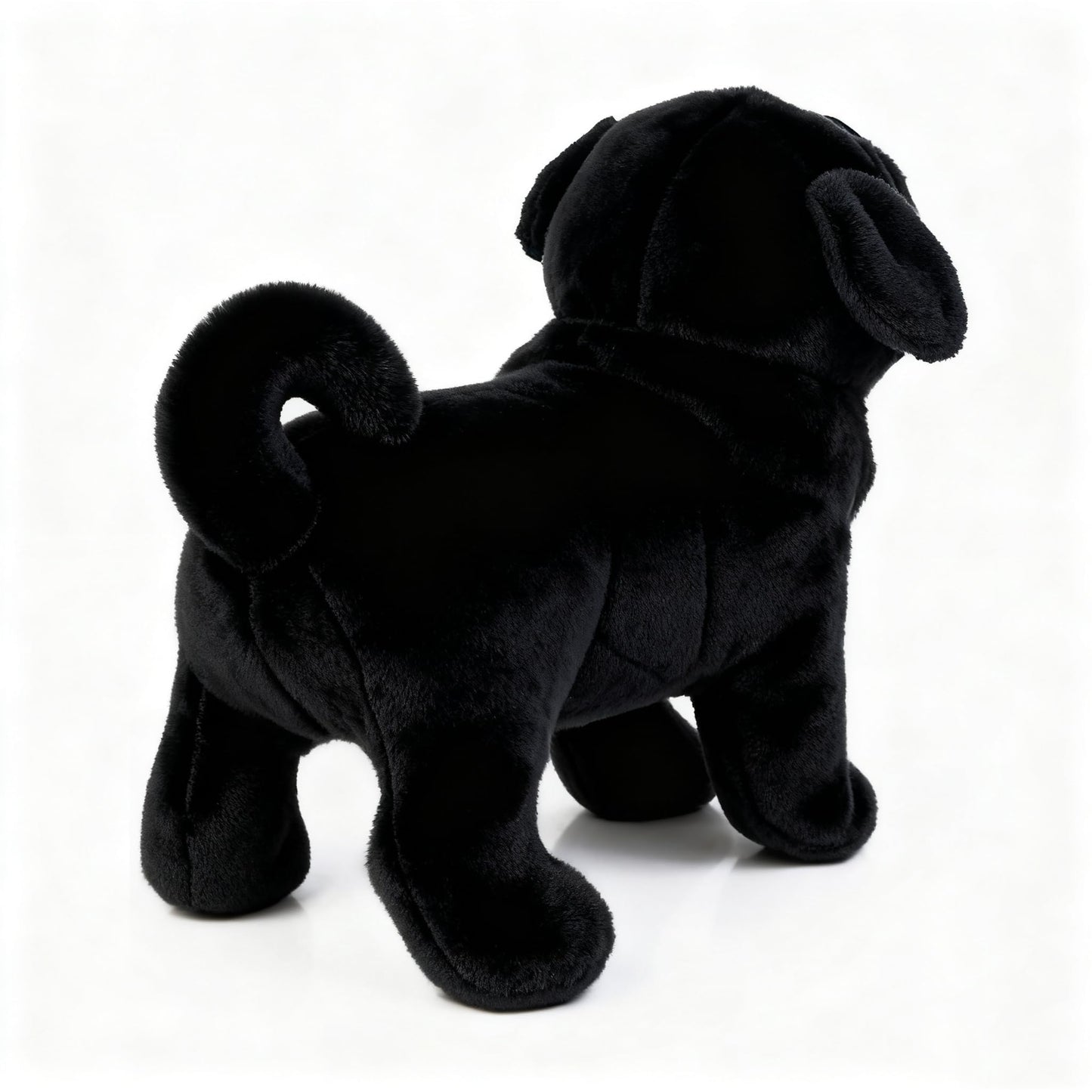 TUKVESZE Black Pug Dog Stuffed Animal, 12 inch Pug Dog Plush Toy Lifelike Dog Stuffed Animals for Girls and Boys Birthday Day, New Year (Black)
